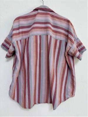 Women's Madewell Boxy Button Down Shirt Size S Multi-color Striped Cotton thumbnail 2