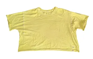 Free People Movement T-Shirt Womens Large Yellow Excellent Crop Raw Hem Boxy thumbnail 1