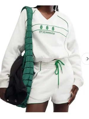 FP Movement Seeing Double 2 Piece Matching Set - Sweater Shorts White Green XL thumbnail 3