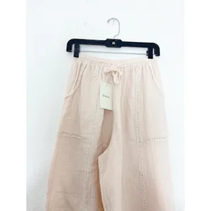 NWT Bohme Avery Crinkle Joggers Oatmeal Size Small Bohemian Balloon Leg Cotton thumbnail 5