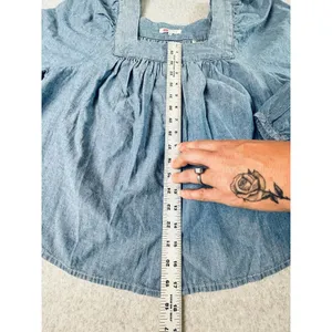 Levi's Amber Long Sleeve Blouse Square Neck‎ Shirt 100% Cotton Flowy Medium thumbnail 11