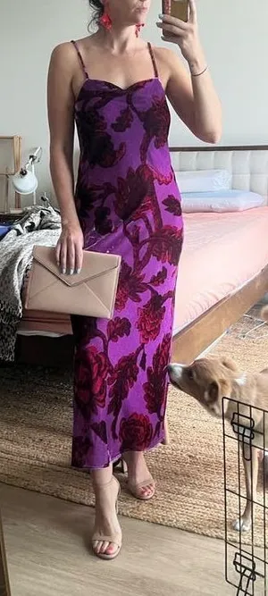RHODE Jemima Floral‎ Velvet Maxi Dress Sz 6 thumbnail 1