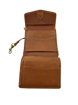 Fossil Tan Leather Trifold Wallet Keychain Clip Snap Cardholder One Size Women's thumbnail 8