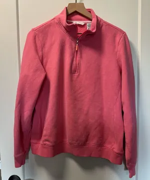 Izod Golf Women's Pink Quarter Zip Cotton Blend Pullover Sweatshirt‎ Tennis Prep thumbnail 1