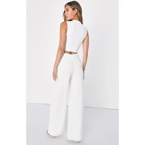 NWT Lulus Enticing Endeavors White Two-Piece Jumpsuit Wedding Classy Elegant XS thumbnail 4