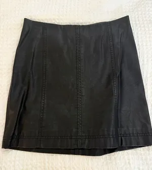 Free People Black Leather Skirt thumbnail 1