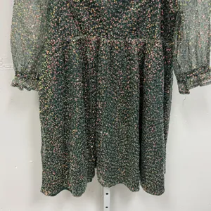 Altar'd State‎ Sparkly Beaded Embellished Green Babydoll Mini Dress Medium Boho thumbnail 4