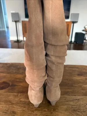Antonio Melani Tan Suede Tall Slouch 2.75" Heel Boots Size 8 thumbnail 3