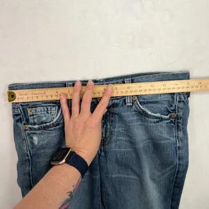 7 For All Mankind 27 Jeans Flare Low Rise Boho Retro Distressed Medium Blue Wash thumbnail 15