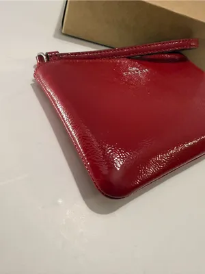Coach Red Patent Leather Zip Wristlet thumbnail 5