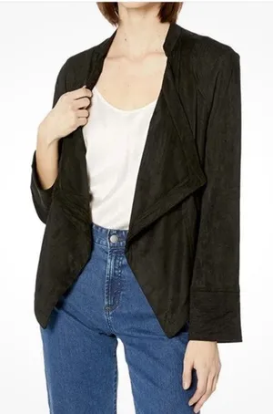 Jack By BB Dakota Big City Nights Black‎ Open Blazer Jacket Faux Suede Medium thumbnail 1