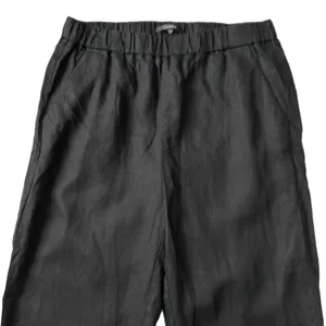 Quince 100% European Linen Wide Leg Elastic Waist Ankle Pants Black Size Large thumbnail 3