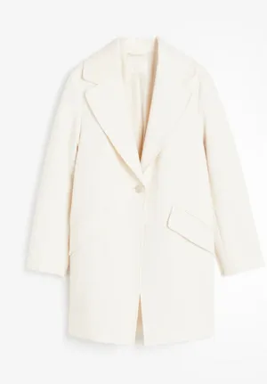 HM Women Cream Single Breasted Longline‎ Blazer Jacket Size M New With Tags thumbnail 1
