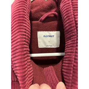 Old‎ Navy Womens Corduroy Puffer Jacket Burgundy Maroon Fleece Lined Large thumbnail 4