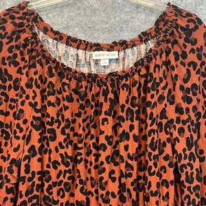 KNOX‎ ROSE Dress Size Large Smocked Elastic Waist Animal Print Rust Large Fall thumbnail 4