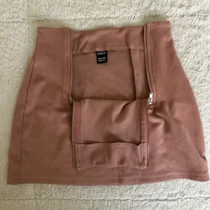 Pink Rose Faux Suede Mini Skirt‎ Dusty Rose Double Zipper XS thumbnail 4