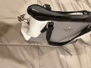 kate spade Two-Tone Pebbled Leather Satchel in Gray, White & Black thumbnail 5