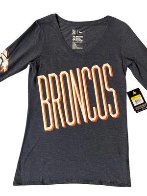 NEW Nike Denver Broncos Womens Long Sleeve Tee Small Navy NFL thumbnail 4