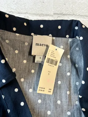 Anthropologie Maeve Polka Dot Navy Halter Midi Dress Size S thumbnail 9