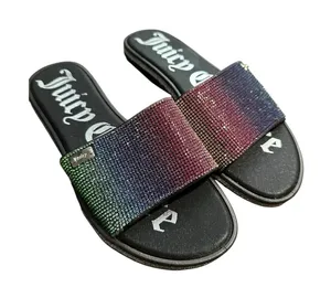 Juicy Couture Bling Slides Sandals Size 7 Rainbow‎ Rhinestone Shiny #S22-1 thumbnail 1