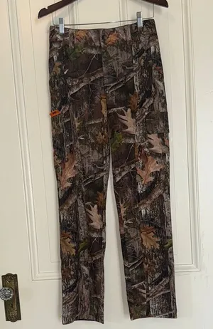 Green and Brown Cargo Pants with Camouflage Design thumbnail 1