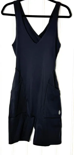 Free People FP Movement Here On Out Black Crisscross Back Activewear Jumpsuit L thumbnail 1