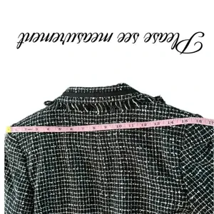 BISOU BISOU Michelle Bohbot Tweed Fringe Black Blazer Jacket Women’s Sz 6 Small thumbnail 12