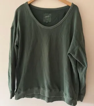 Aerie Offline‎ Oversized Pullover Sweater Washed Dark Green thumbnail 1