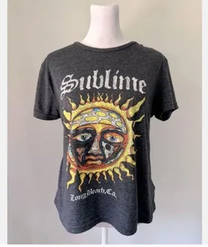 Sublime Long Beach Ca Sz S Tee T-Shirt Top Gray W Print Super Cool thumbnail 1