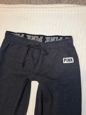 Victoria’s Secret PINK Black Joggers Sweatpants XS Ankle Zips thumbnail 2