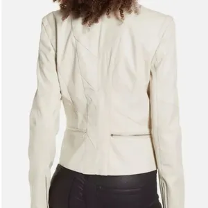 Blank NYC Faux Leather Moto Jacket Cream Small thumbnail 2