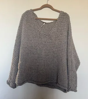 Free People Taupe V-Neck Sweater thumbnail 1