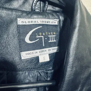Vtg 90s Global Identity leather Coat womens S black Long 90s Trench Matrix Y2K thumbnail 5