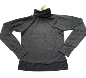 NEW Fitigues Black Textured Floral Turtleneck Top Womens Medium Vintage Y2K Goth thumbnail 1