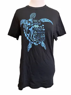 Love in faith Women's small "Strength & Dignity" Sea Turtle Graphic Tee thumbnail 1