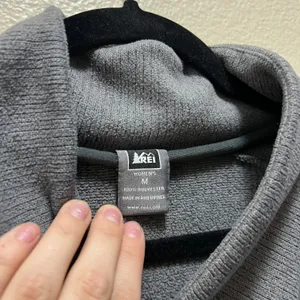 REI Sweater Heather Gray Shawl Collar Long Sleeve Pullover Fleece Sz M thumbnail 8