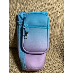 Water Bottle Carrier w/ Phone Pocket Insulated Neoprene Holder Crossbody Strap thumbnail 3