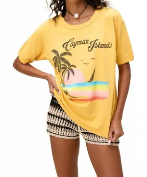 DAYDREAMER Cayman Islands Ringer Tee Size Small Dusty Gold NWT 100% Cotton thumbnail 1
