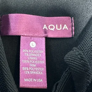 AQUA Black Sleeveless Mesh Yoke Cutout Fit and Flare Skater Dress‎ Large USA thumbnail 3