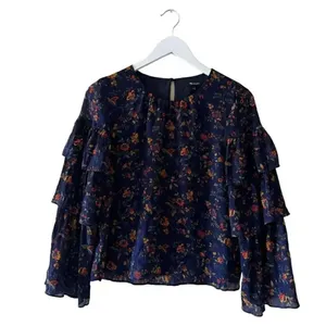Madewell Blue Floral Ruffle Sleeve in Climbing Vine Blouse Shirt Top SZ S #2214 thumbnail 9
