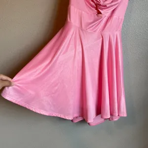 Lucy in the Sky Dress Pink Large Shimmer Sleeveless Tie Back Mini Homecoming thumbnail 6