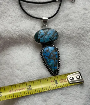 Turquoise Natural Gemstone 925 Silver Plated Gemstone Pendant Necklace thumbnail 5