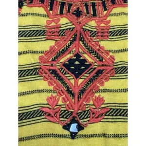 Free People New Romantics Yellow Embroidered Cold Shoulder Crop Top XS thumbnail 6