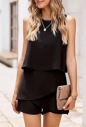 Dokotoo Sleeveless Chiffon Ruffle Jumpsuit Romper thumbnail 1