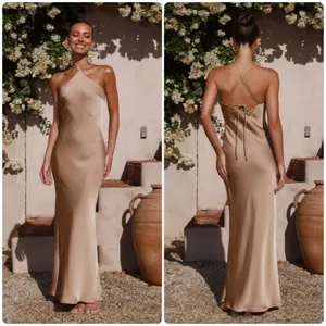 Billy J Womens Chiara‎ Satin Halter Bridesmaid Slip Maxi Bridesmaid Dress Size 8 thumbnail 2