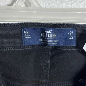 Hollister Women Black Denim Jeans High Rise‎ Super Skinny Ripped size 5R. thumbnail 4