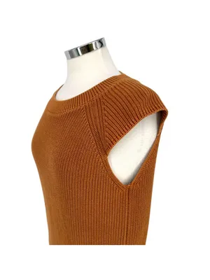Young Fabulous and Broke Coastal Minimalist Beau Sleeveless Knit Sweater Vest Rust Brown Size Small thumbnail 4