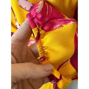 Color Me Courtney Dress Womens Small Yellow‎ Red Floral Print Eleanor Wrap Midi thumbnail 10