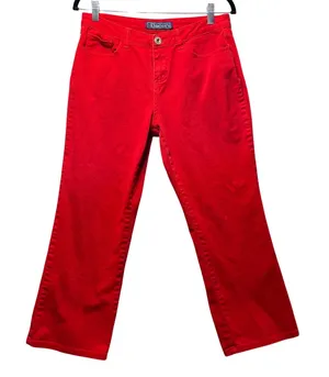 Baccini Red Jeans Bootcut Embellished Pockets Size 6P‎ Petite Y2K Denim thumbnail 1