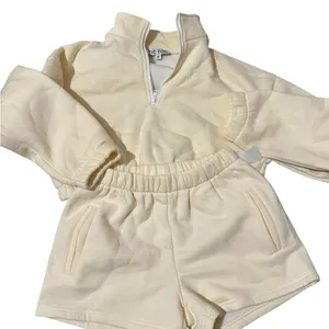 Tic Toc Women’s quarter zip sweatshirt & shorts two piece set NWT M top … thumbnail 2